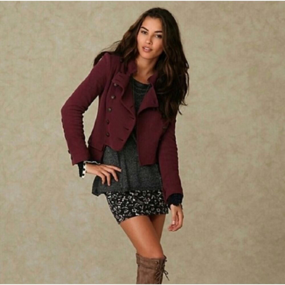 We the Free maroon military jacket